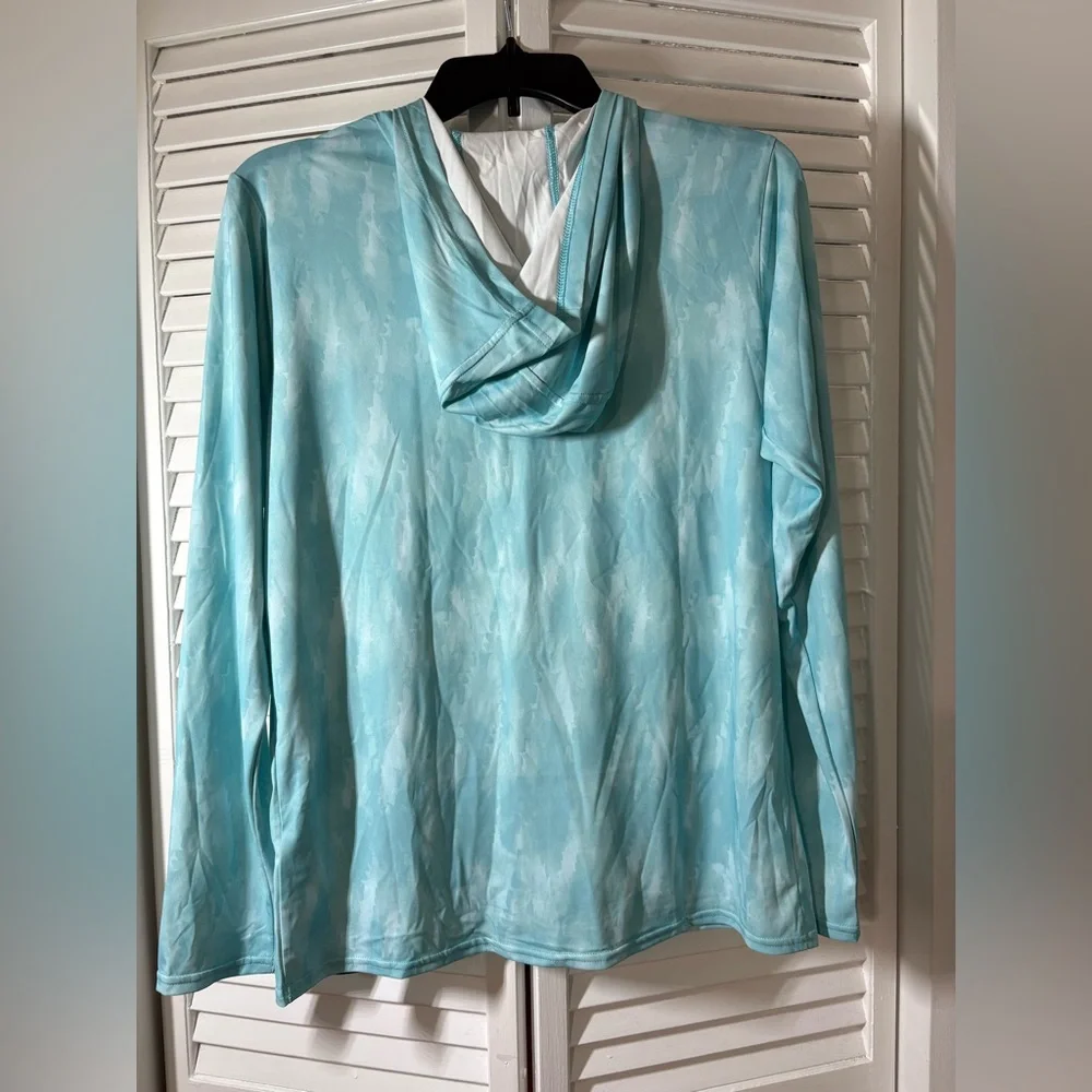 Patagonia Capilene Cool Daily Graphic Lightweight Hoodie Womens Aqua Blue Sz M - Picture 9 of 13